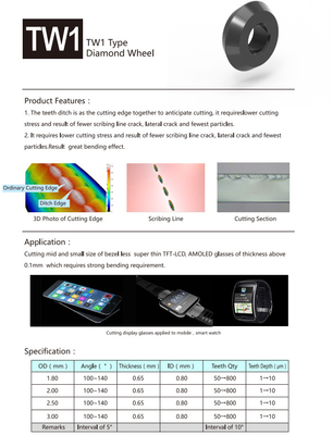 TW1 Type Diamond การเขียน ล้อs ล้อตัดกระจก AMOLED TFT-LCD
