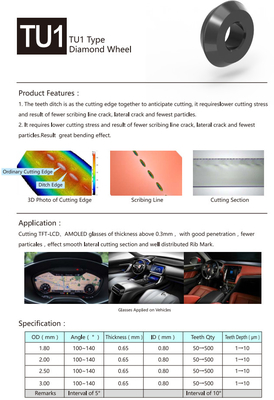 50 ~ 500 ฟัน TU1 Type Diamond การเขียน ล้อs สำหรับ LCD Glass