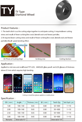 TY Type Diamond การเขียน ล้อs แผงกระจก TFT-LCD AMOLED การเขียน ล้อ